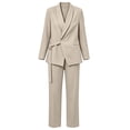 thumbnail image 6 of Akmaiox Two Piece Sets for Women Dressy Long Sleeve Drawstring Waist Blazer Jacket and Wide Leg Pants Business Casual Outfits M-5XL, 6 of 9