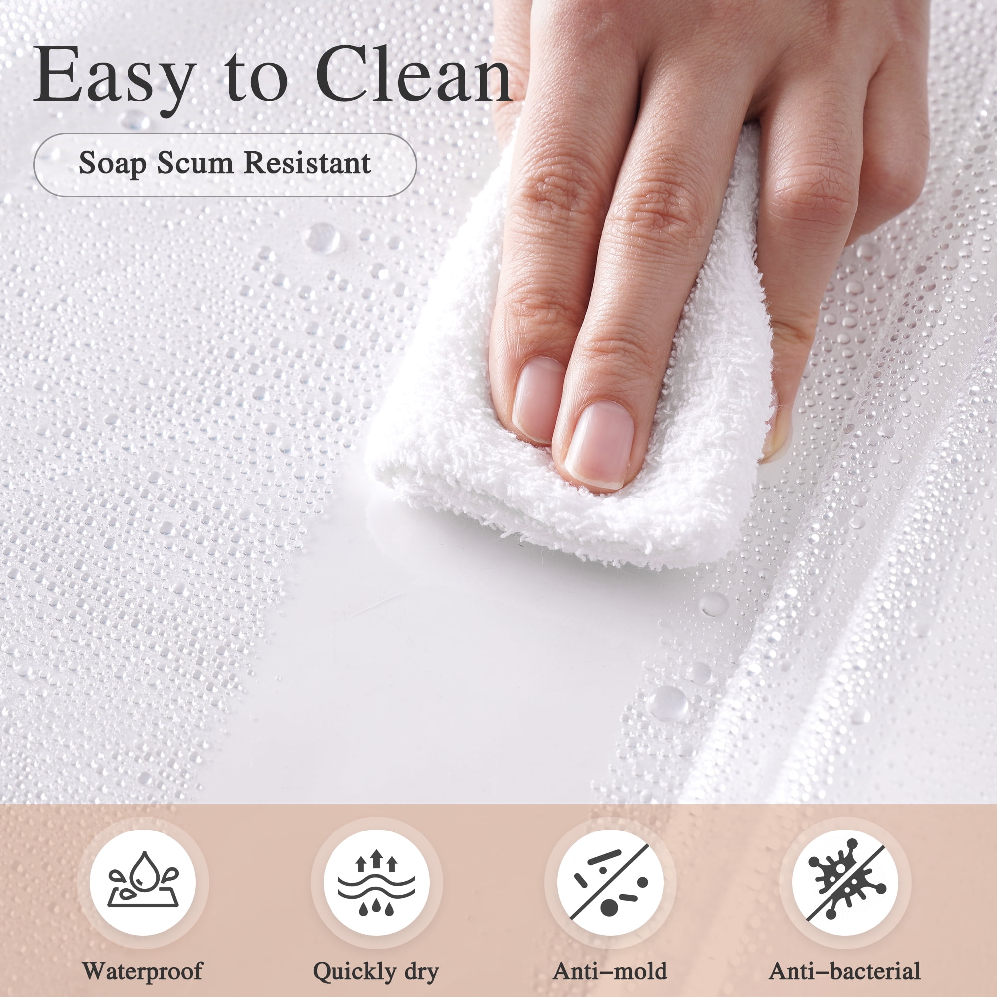 Inosoo Light Weight Clear Stall Shower Curtain Liner, 36"Wx72"H Narrow Size Waterproof PEVA Plastic Shower Liner with Magnets