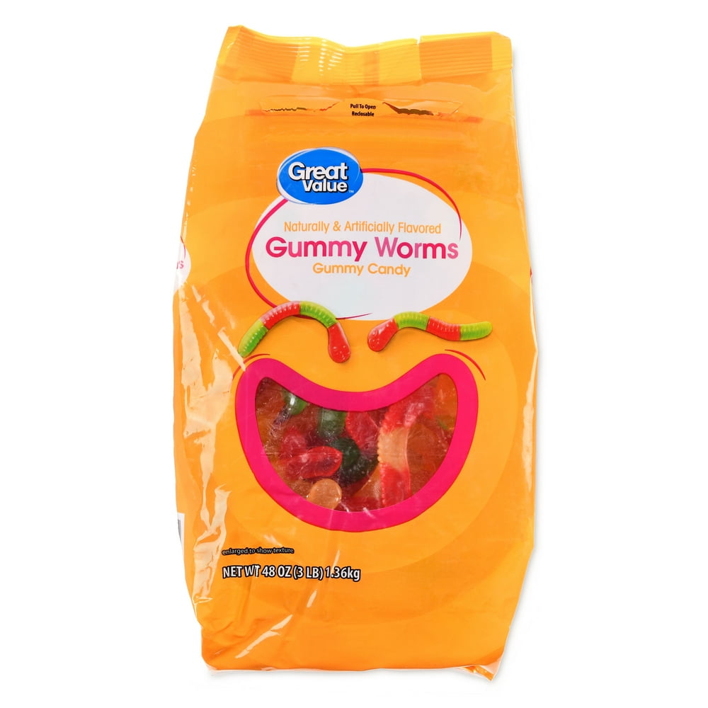 Great Value Gummy Worms Chewy Candy, 48 oz
