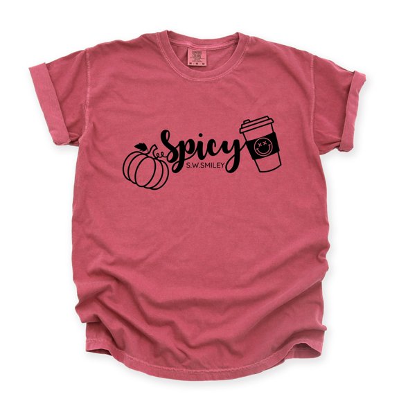 S.W.Smiley Spicy Pumpkin Spice - Women's Garment Dyed Graphic T-Shirt