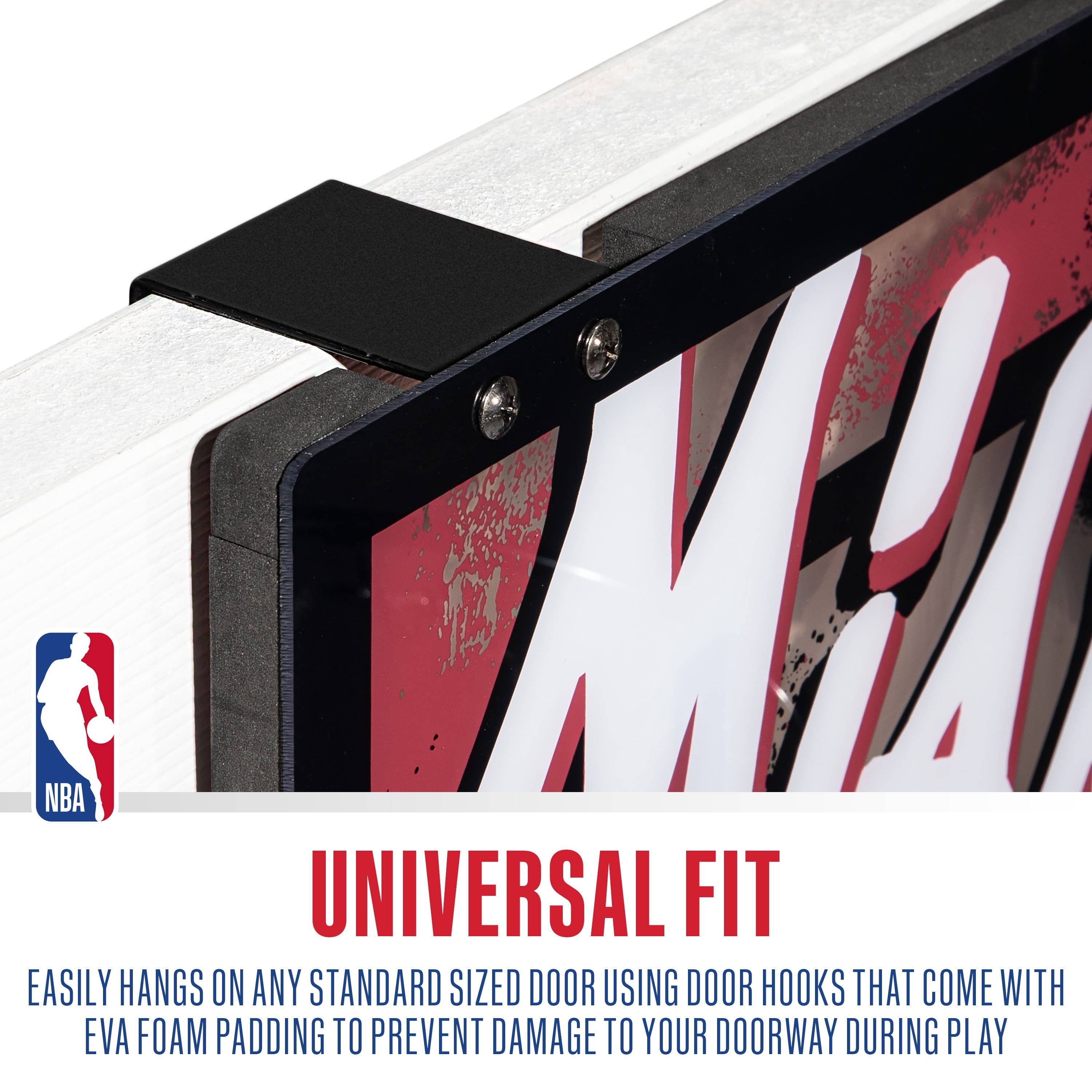 Franklin Sports NBA Miami Heat Over the Door Basketball Hoop - Kids Indoor Basketball Hoop with Mini Basketball - NBA Fan Shop Mini Hoop for Bedroom + Office - Over the Door Mini Hoop Set