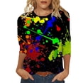 thumbnail image 1 of WEAIXIMIUNG T-Shirt Quotidien d'Été pour Femmes, Col Rond, Manches Longues, Imprimé Floral, Fendu sur le Côté, 1 of 4