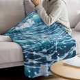 thumbnail image 3 of Blue Teal Coastal Blanket Soft Cozy Warm Throw Blanket for Couch, Plush Fuzzy Flannel Fleece Blankets for Sofa, Waves Sea Nautical Ocean Summer Beach Bed Blankets Lightweight Gifts for Women, 40"x50", 3 of 9