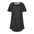 thumbnail image 4 of USSUMA Womens Clothes Womens Tank Tops Round Neck Short Sleeve Solid Color Plain Loose Fit Trendy T-Shirt Lightweight T-Shirt Work Black Polyester Up to 65% off L, 4 of 4