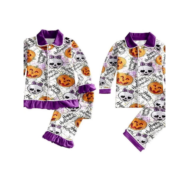 Pijamas de Halloween para niños y niñas, conjunto de pijamas para niños pequeños, pantalones de manga larga