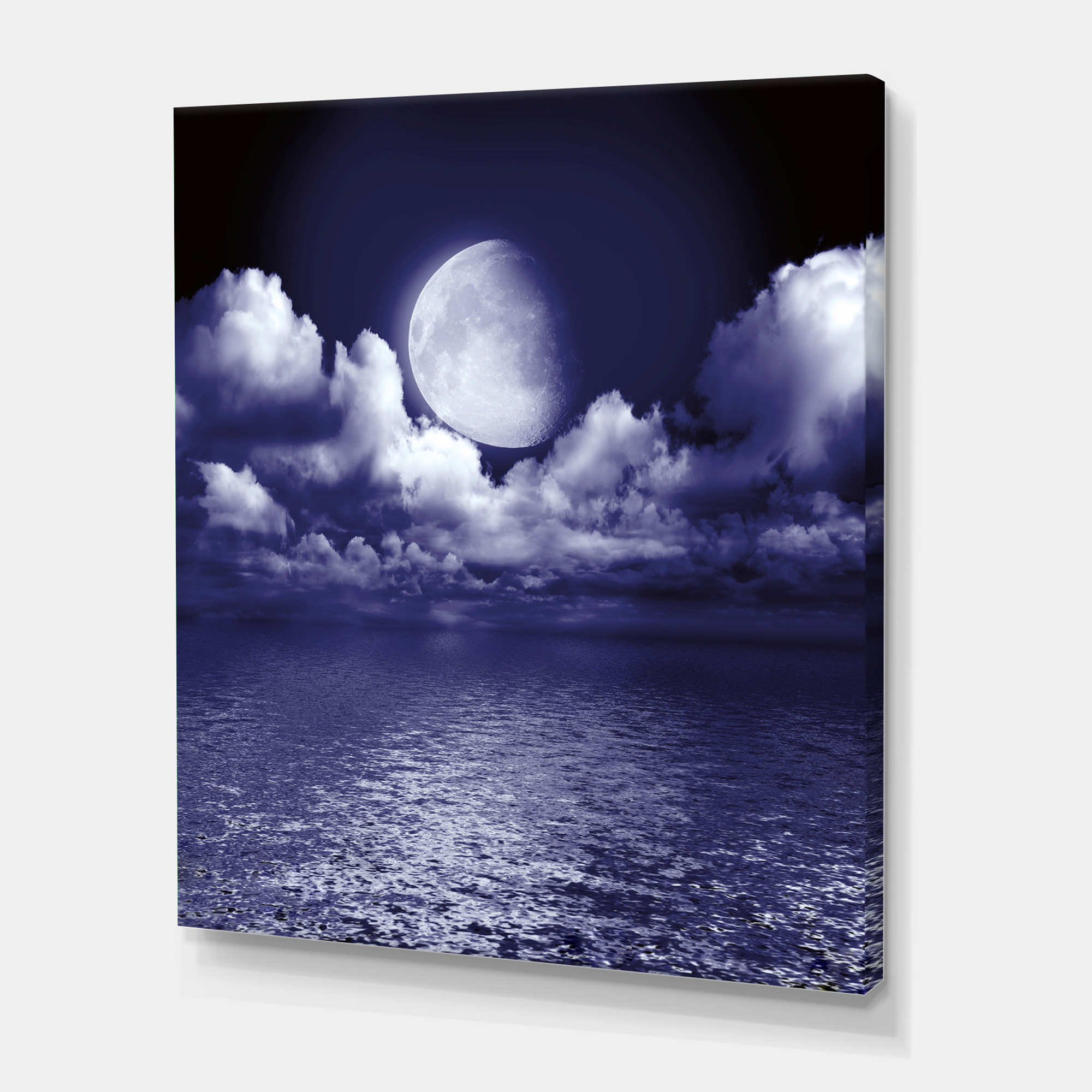 Designart ' Full Moon Night in Cloudy Sky V ' Nautical & Coastal Canvas Wall Art Print