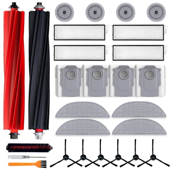29 Pcs Accessory Kit for Roborock S8 MaxV Ultra, 2 Roller Brushes   4 Small Mop Pads   6 Side Brushes   4 Hepa Filters