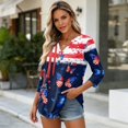 thumbnail image 4 of 4Th of July Shirts Women 3/4 Sleeve Henley neck Cute Shirts Casual Print Three Quarter Length T Shirt, 4 of 7