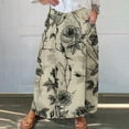 thumbnail image 2 of Long Skirts for Women Summer Vintage Floral Printed Elastic Waisted Pleated Skirt with Pocket Plus Size Maxi Skirt on Clearance, 2 of 5