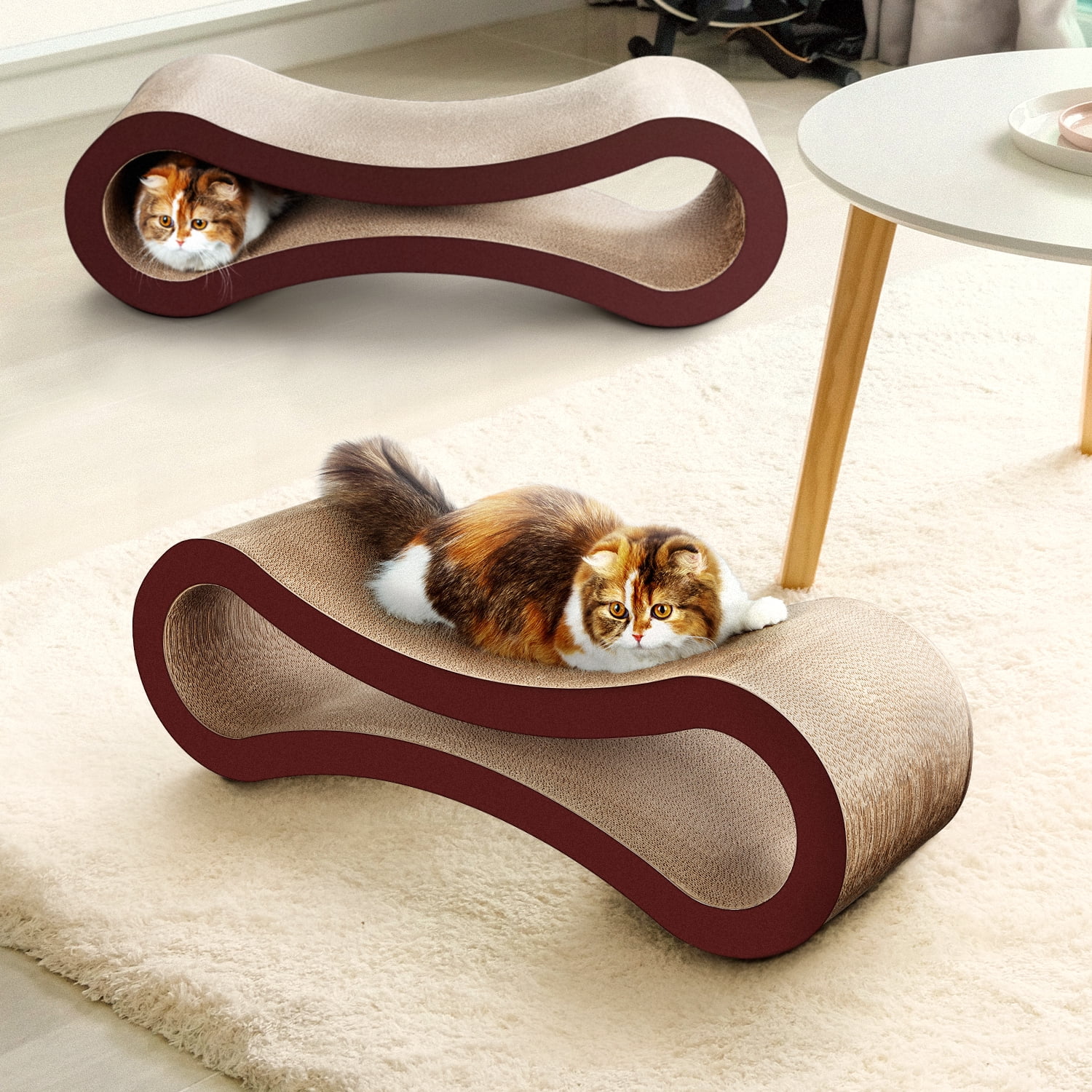 Pefilos 34" Reversible Cat Scratcher Cardboard Lounge Infinity Scratching Bed, Made from Recycled Corrugated, Brown Pefilos 34" Reversible Cat Scratcher Cardboard Lounge Infinity Scratching Bed, Made from Recycled Corrugated, Brown