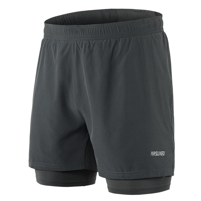 TFixol Pantalones cortos para correr 2 en 1 para hombre Secado rápido Transpirable Activo