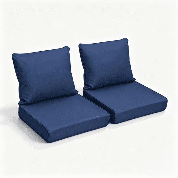 UMI Patio 2-Piece Outdoor Deep Seat Cushion Set, Navy,24 x 22 x 4.3 in Replacement Cushions for Patio Furniture, Wicker Chairs and Sofas, Water-Resistant Fabri