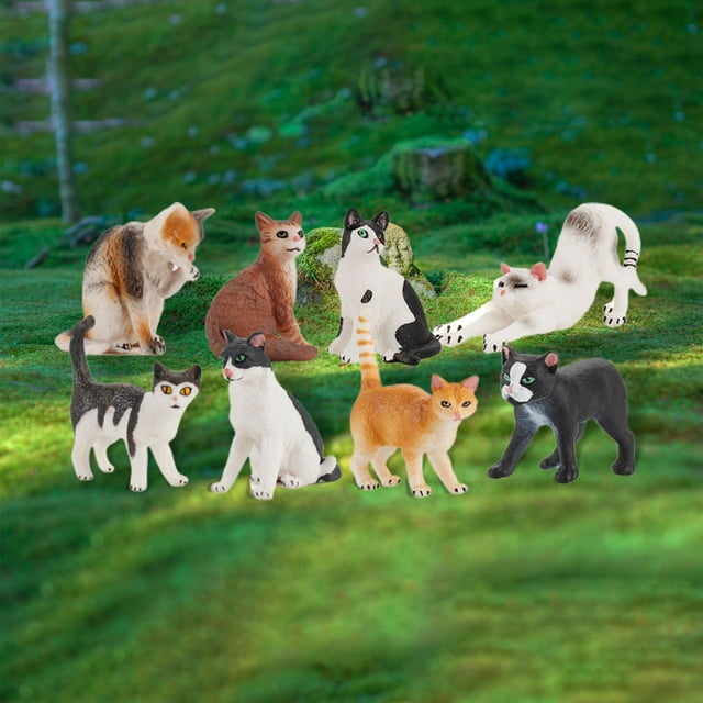 Juego de Figuras de Gato de Simulación, Accesorios para Animales, Juguetes de Animales en Miniatura, Modelo Realista en Miniatura para Regalo de Cumpl CUTICAT Figuras de gato