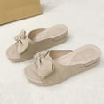 thumbnail image 5 of Women's Slippers Wedge Thick Sole Sandals Women Thick Sole Open Toe Slip-on Slides Women Footwear Beach Vacation Holiday Vintage FashionWhite 7, 5 of 9