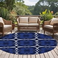 thumbnail image 4 of Navy Blue Boho Large Round Rug 8 FT, Non Slip Living Room Area Carpet, Farmhouse Abstract Floral Aesthetic Washable Soft Circle Rug Non-Shedding Floor Carpet for Bedroom Office Dining Room, 4 of 9