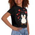 thumbnail image 4 of Uourmeti Kids Penguin Crop Tops 10-12Y Girls Short Sports T-Shirt Trendy Loose Crew Neck Pullover Summer Short Sleeve Top, 4 of 6