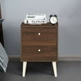 thumbnail image 5 of Gymax Set of 2 Nightstand 2-Drawer Beside End Side Table w/Rubber Legs Walnut Finish, 5 of 10