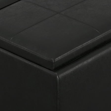 Simpli Home - Avalon 42 inch Wide Contemporary Rectangle Storage Ottoman - Distressed Black