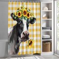 thumbnail image 6 of Sunflowers Cow Shower Curtain Set, Waterproof Shower Curtains for Bathroom, Farm Animal Yellow Buffalo Plaid Washable Fabric Cloth Bath Curtain for Bathtub Decoration with Hooks 72x78 Inches, 6 of 9