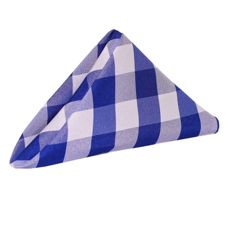 

Ultimate Textile (1 Dozen) 17 x 17-Inch Polyester Checkered Cloth Napkins Royal and White