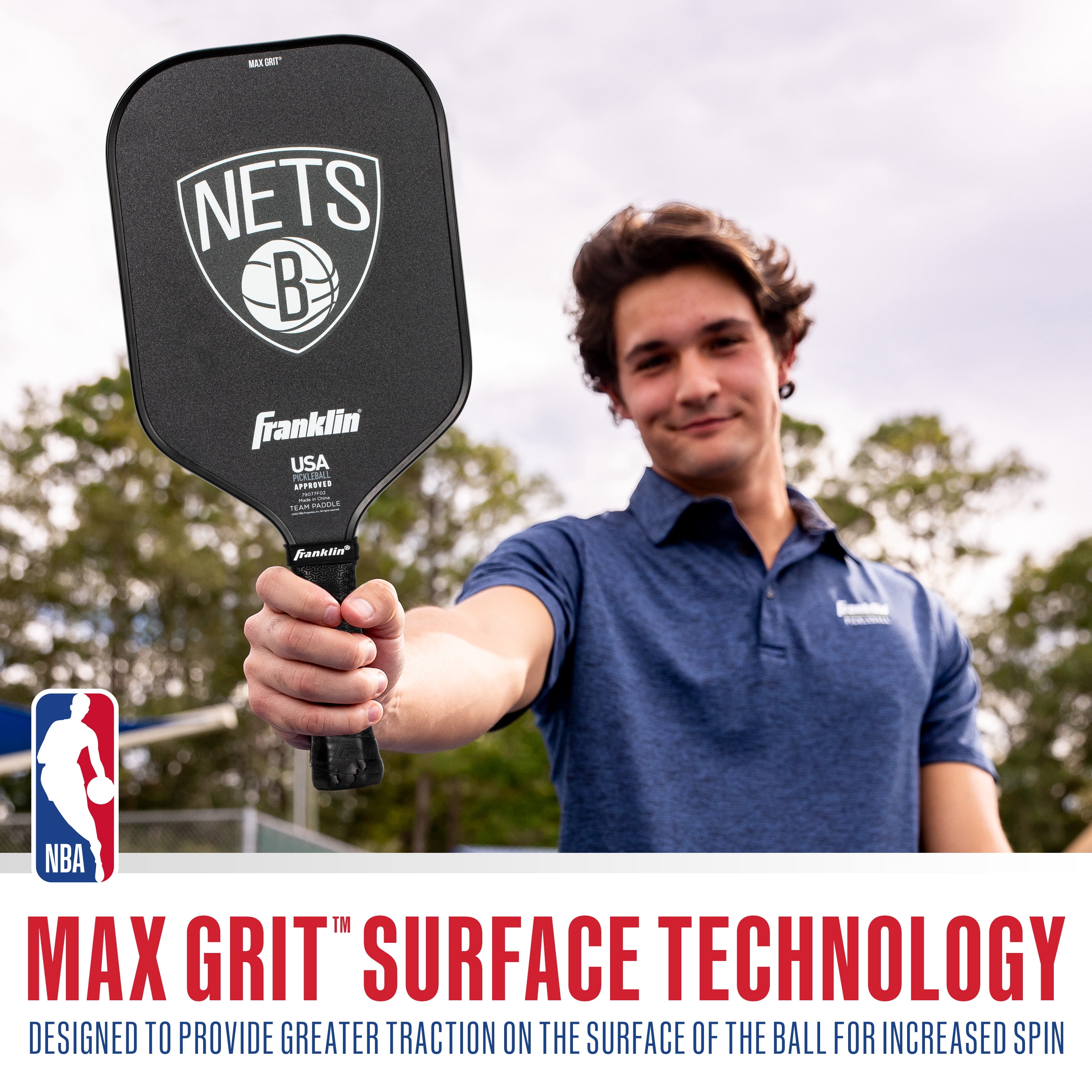 Franklin Sports NBA Brooklyn Nets Pickleball Paddle - Official NBA Team Pickleball Paddles - USAP (USAPA) Approved Premium Quality Pickleball Paddles - Authentic Team Logos + Colors