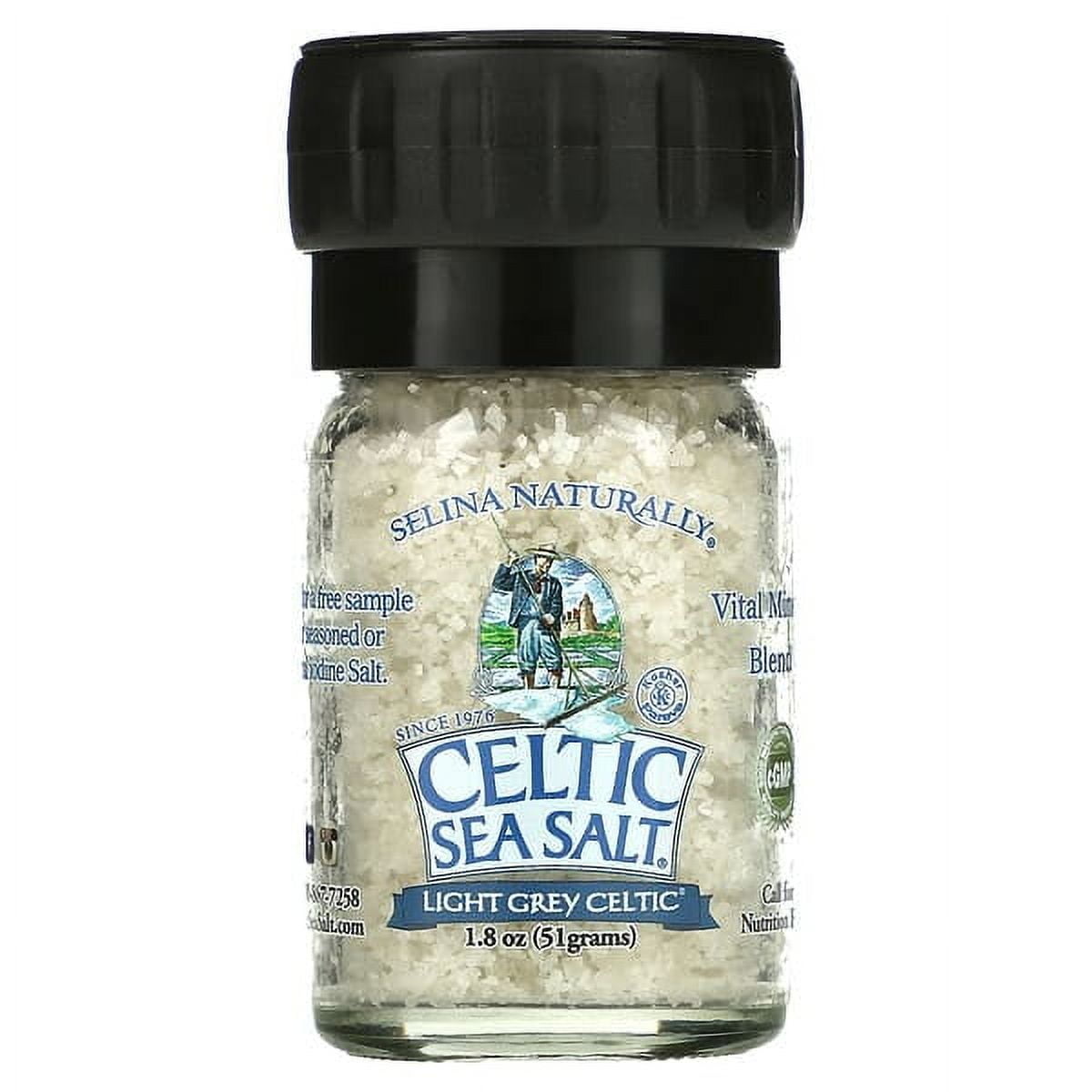 Celtic Sea Salt, Light Grey Celtic, Vital Mineral Blend, Mini Salt Grinder, 1.8 oz Pack of 2