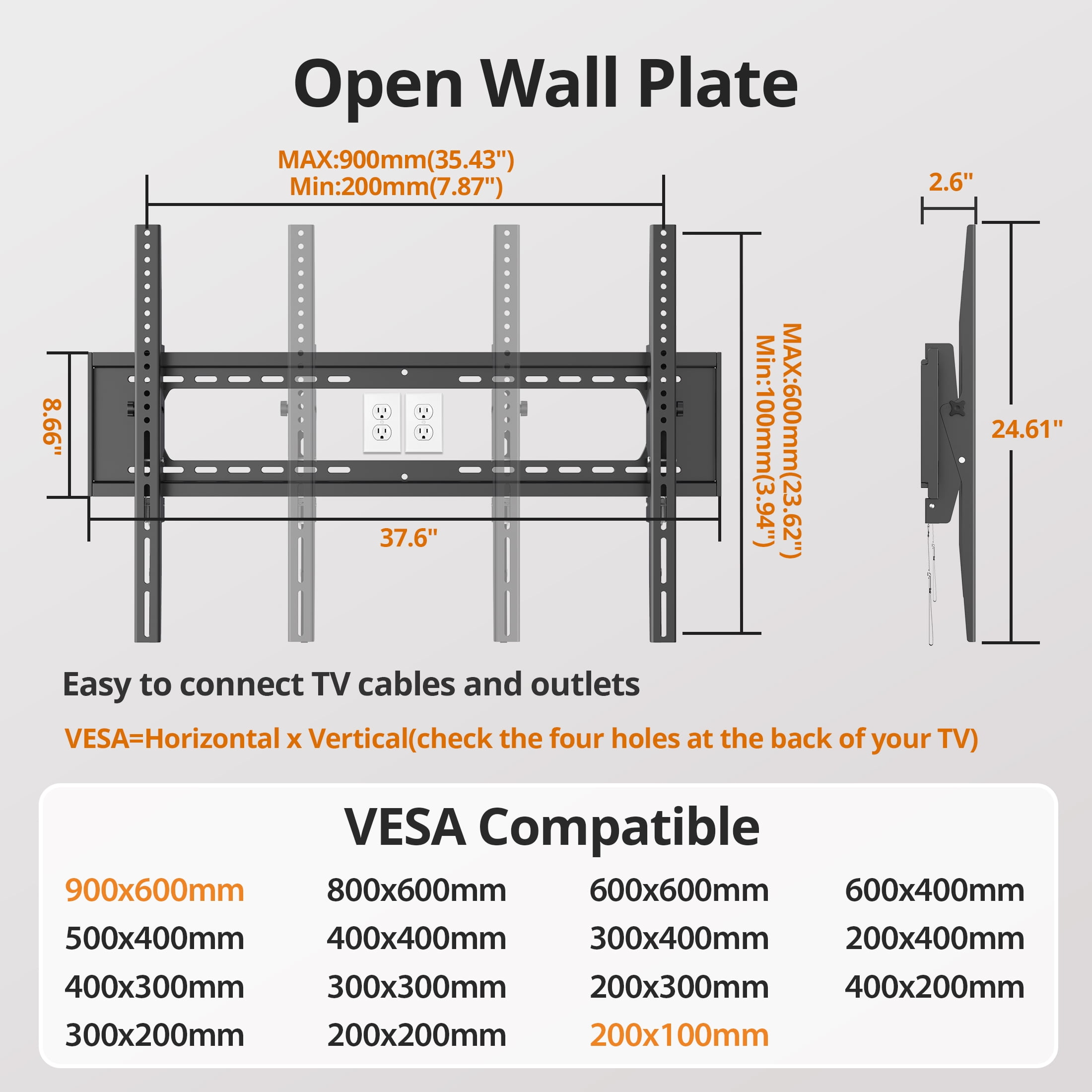 MountLiving Heavy Duty Tilting TV Wall Mount, 65-120 inch TVs, 220 lbs Capacity, Max VESA 900x600mm, Fits 16/24/32 inch Studs, LED/OLED/LCD Compatible