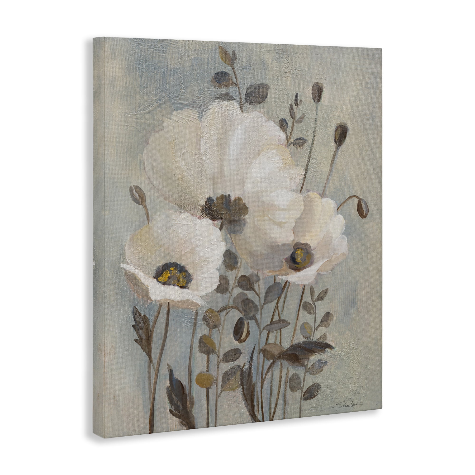 Stupell Industries Traditional Neutral Poppies Botanical & Floral Painting Gallery Wrapped Canvas Art Print Wall Art, 24 x 30