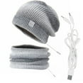 thumbnail image 2 of ICHUANYI Heated Beanie Hat and Neck Warmer Set Warm Scarf Knit Hat USB Heated Hat Scarf Set for Skiing Cycling, 2 of 7
