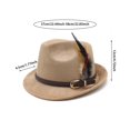 thumbnail image 3 of XIAOCHA Womens Braided‑Buckle Fedora Hat Solid Wide‑Brim Hat Outdoor Festival Hat,White, 3 of 4