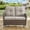 Brown Wicker/Beige Cushion, variant on Behousewell Outdoor Glider Loveseat Sofa Wicker Rattan Glider Sofa,Patio 2 Seater Wicker Sofa with Thicking Back & Seat Cushions for Garden Balcony Backyard