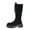 Black, variant on Womens Mid Calf Combat Boots Round Toe Platform Lug Sole Faux Suede Lace Up Side Zipper Streetwear Gothic Boots Black Size US8.5