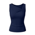 thumbnail image 6 of Admvng Tank Top for Women Asymmetrical V Neck Ruched Sleeveless Stretch Basic Knit Layering Camisole Blouse, 6 of 6