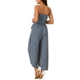 thumbnail image 4 of INSPIRE CHIC Women's Summer Casual Spaghetti Straps Sleeveless V Neck Tie Waist Split Wide Leg Jumpsuits Rompers, 4 of 4