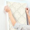 thumbnail image 5 of Chesapeake Mimir Dove Quilted Damask Wallpaper, 20.5-in by 33-ft, 5 of 5