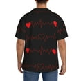 thumbnail image 3 of Yiaed Cardiogram and Heart Print Mens Casual Wrinkle Free Shirts Short Sleeve Button Down Summer Stretch Dress Shirt-X-Large, 3 of 5
