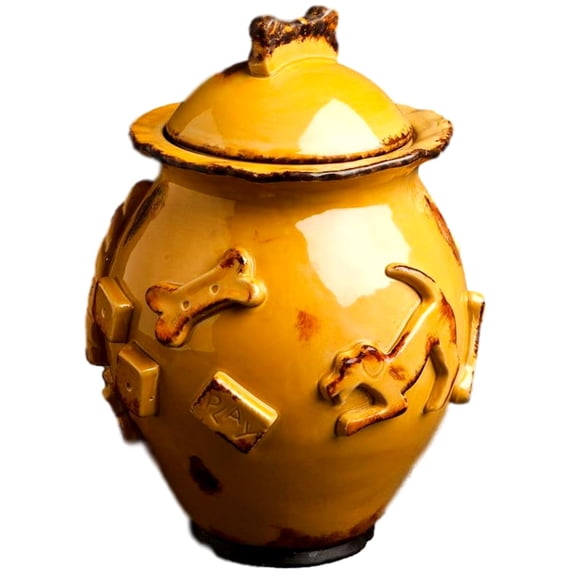 Carmel Ceramica Dog Treat Jar Caramel