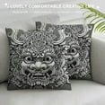thumbnail image 3 of Nawypu  Throw Pillow Cover Indonesia Balinese Barong Traditional Mask Tattoo Bali Indonesian Asian Pillowcase Home Decorative Square Pillow Case Cushion Cover, 3 of 5