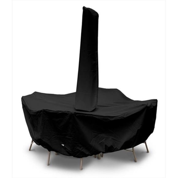 KoverRoos 71251 Weathermax 72 in. Round Dining Set Cover with umbrella hole, Black - 108 Dia x 28 H in.