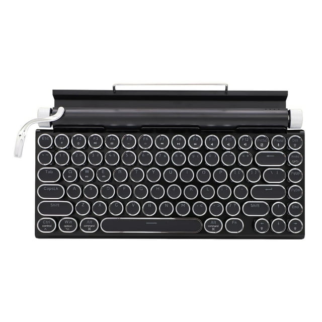 Clavier Machine à Écrire, Touches Rondes/rétroéclairé Blanc/compact 75 % Disposition Clavier pour Windows/Mac/PC/Ordinateur Portable (Noir)