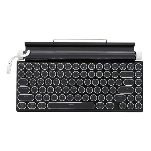 Clavier Machine à Écrire, Touches Rondes/rétroéclairé Blanc/compact 75 % Disposition Clavier pour Windows/Mac/PC/Ordinateur Portable (Noir)