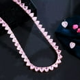 thumbnail image 5 of Bling Pink CZ Bridesmaid Tennis Chain Heart Wedding Necklace Earring Jewelry Set, 5 of 9