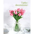 thumbnail image 5 of 12 Pack Faux Tulips Artificial Flowers Arrangement Bouquet for Home Office Wedding Decor Real Touch Faux Flowers for Centerpiece Decoration-Lifelike Fake FlowersPink, 5 of 7