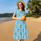 thumbnail image 4 of Fotbe Sea Turtle Vestido Largo de Moda para Mujer, Vestido Tipo Camiseta con Manga Corta y Estilo Casual a Rayas y Bloques de Color, 4 of 6