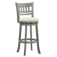 thumbnail image 2 of Weston Home Shapel Lattice Back 29"H Swivel Bar Stool, Antique Grey Finish, Beige Linen, 2 of 6
