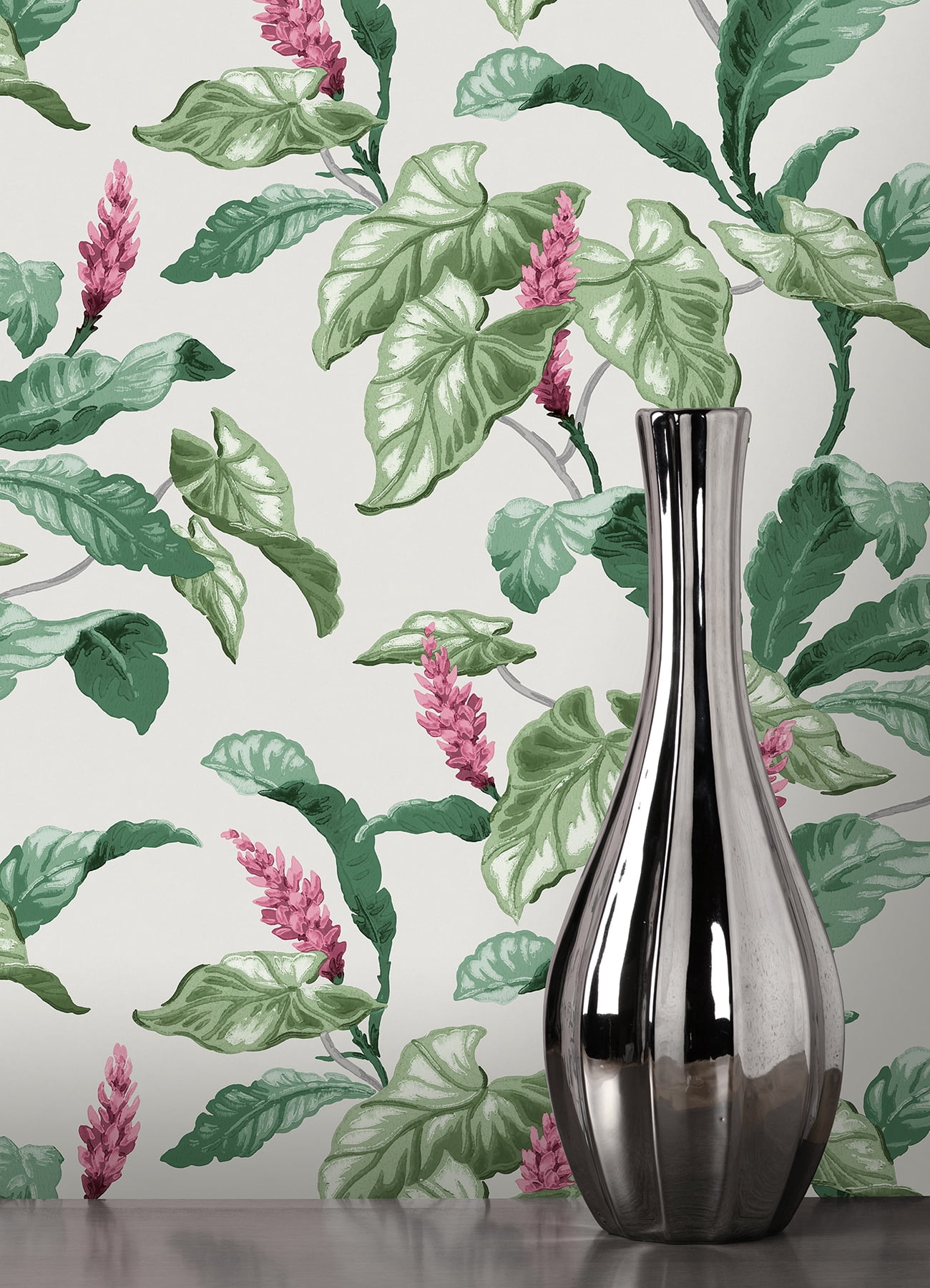 Brewster Home Fashions Meridian Parade Green Tropical Leaves Wallpaper