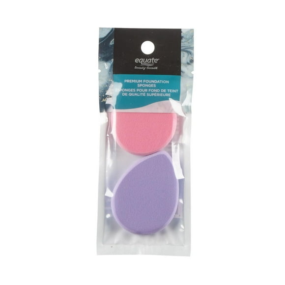 Equate Beauty Premium Foundation Sponges, Set of 2 tear drop shaped blending sponges.