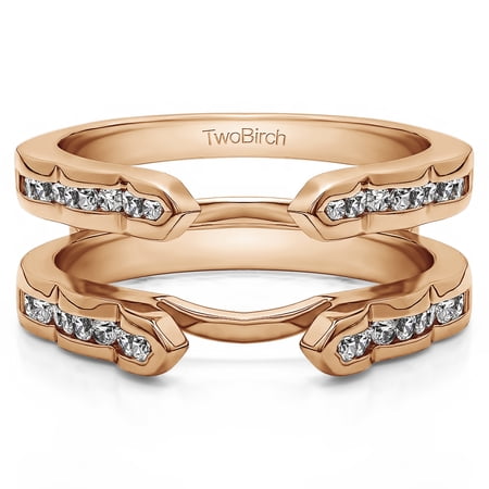 10k Solid Gold Fancy Style Classic Cathedral Style Wedding Ring Guard(0.4ctw)