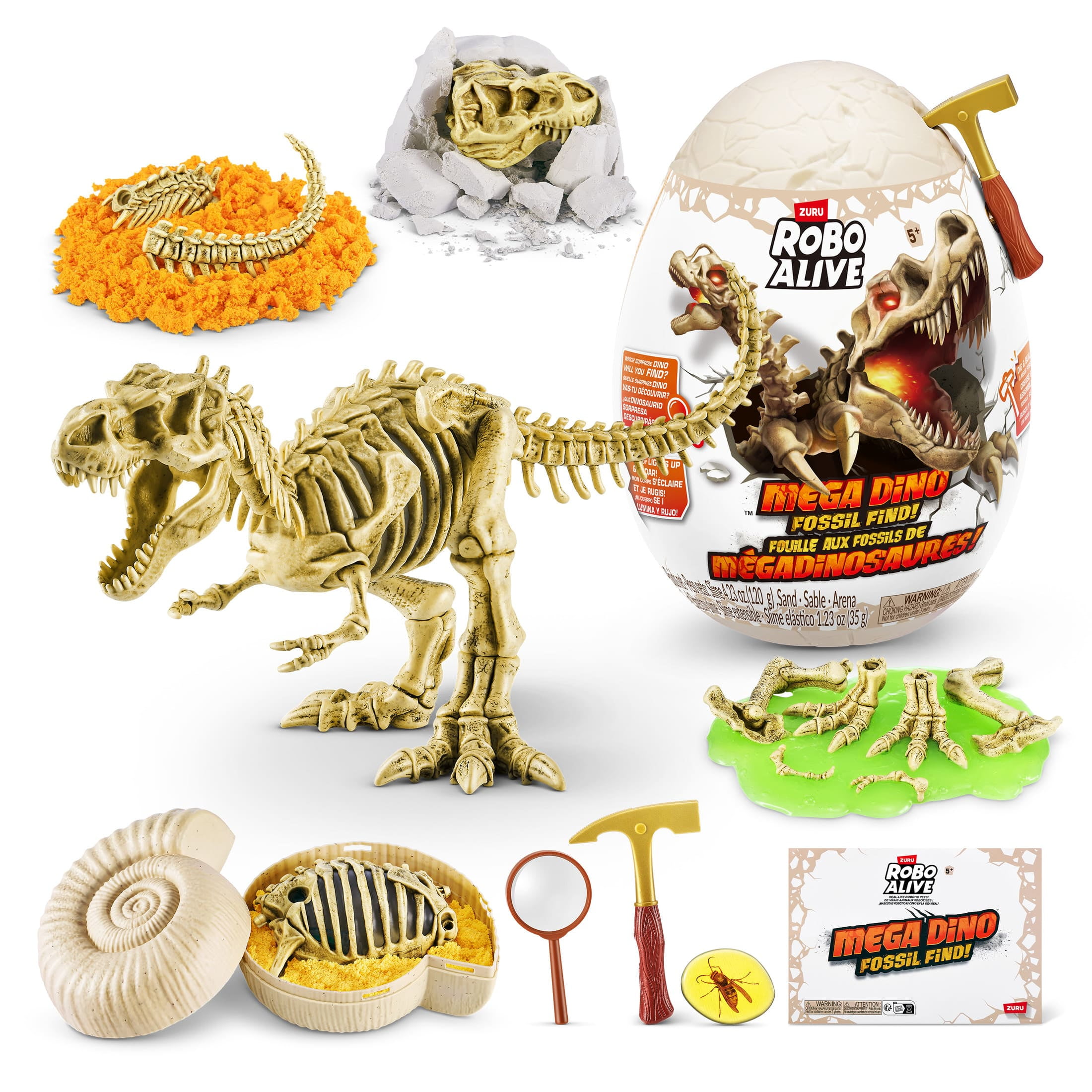 Robo Alive Mega-Dino Fossil Find by ZURU Boys 4-8 Dig and Discover - T-rex and Brontosaurs - STEM -Excavate Prehistoric Fossils, Educational Toys, Great Science Kit Gift for Girls and Boys