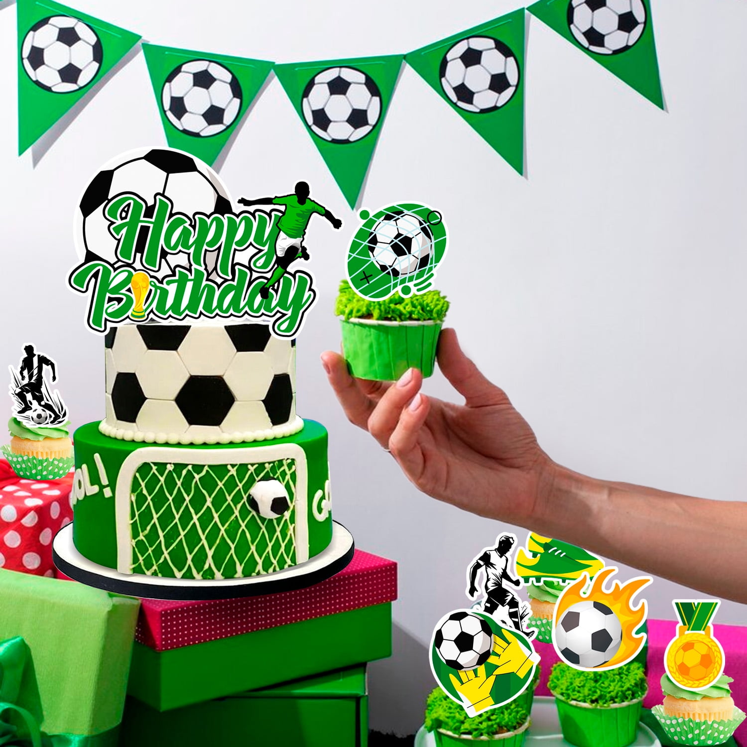 Football Cake Topper, 13-Piece Set of Football Cake Topper